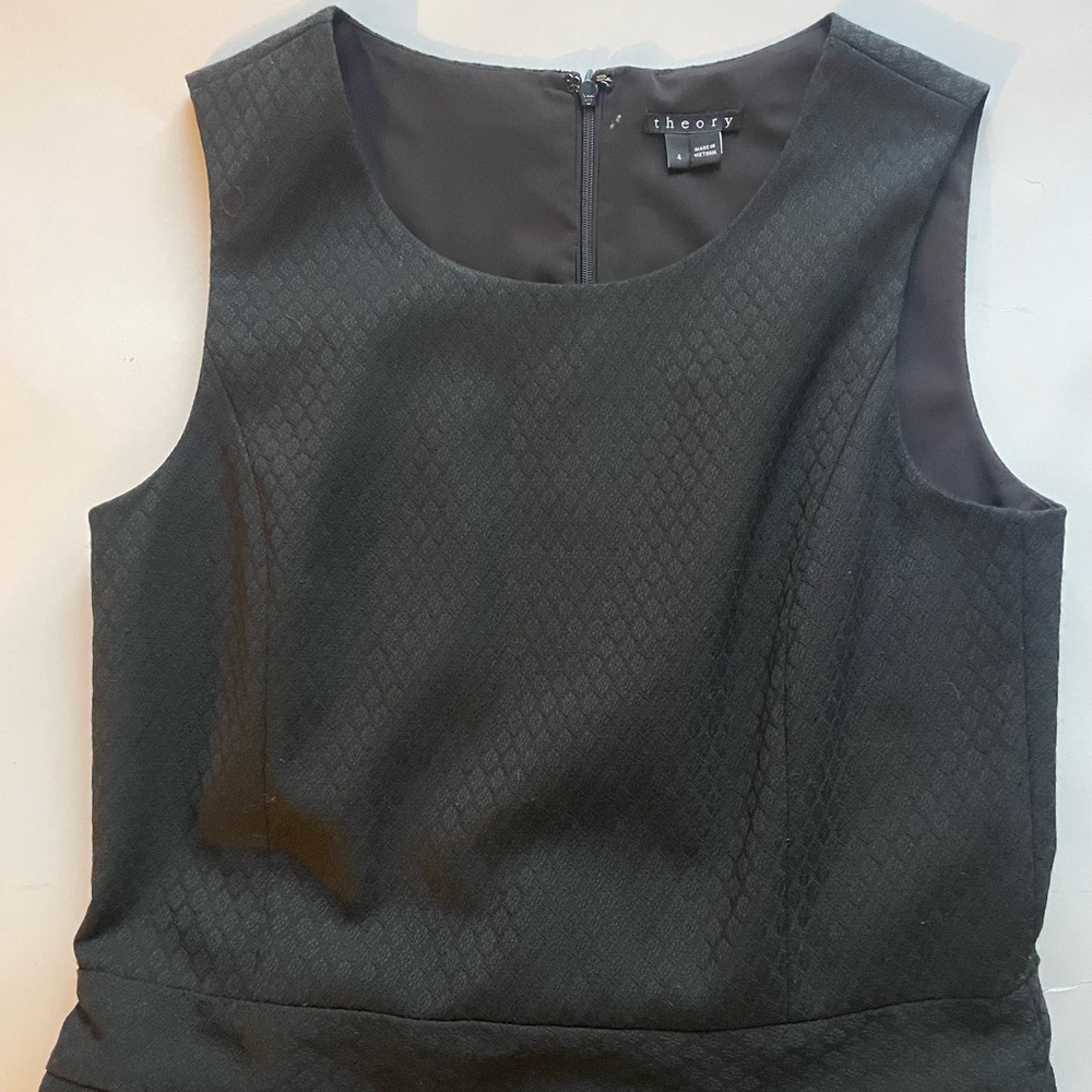 THEORY Quinten Amata Black Textured Sleeveless Fit & Flare Dress – Size 4 - Picture 8 of 8